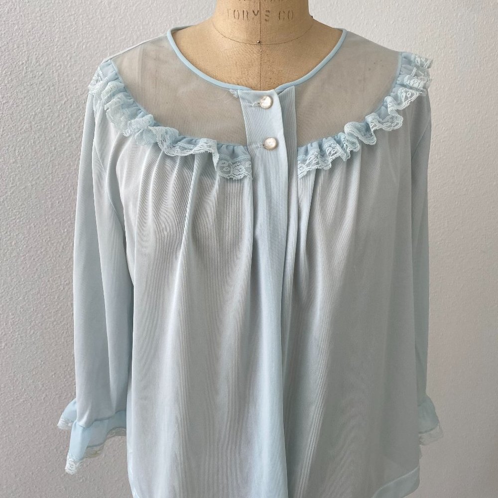 Lorraine Vintage Blue Sleepwear Blouse size M